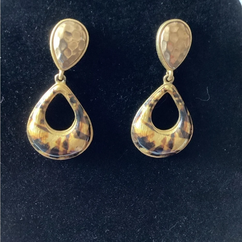 Chico's Gold and Brown Teardrop Earrings